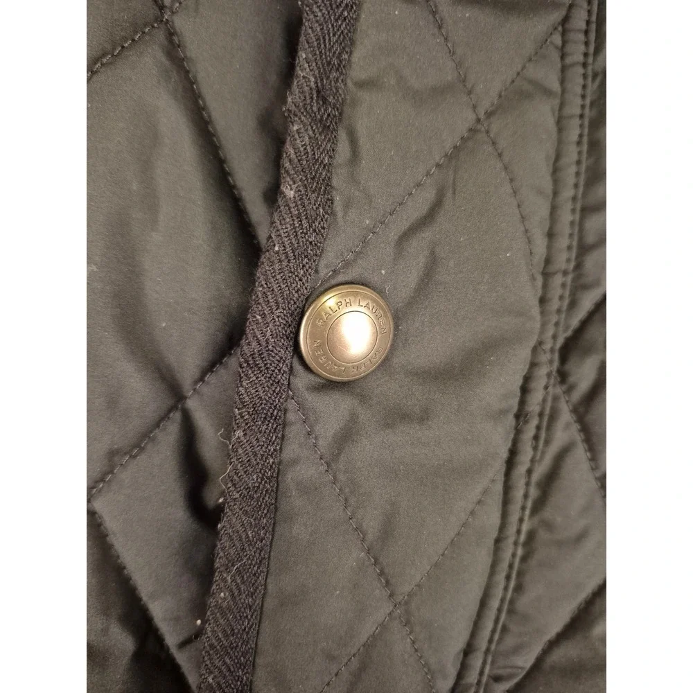 Polo Ralph Lauren Mens Black Diamond Quilted Vest Mock Neck Full Zip Large